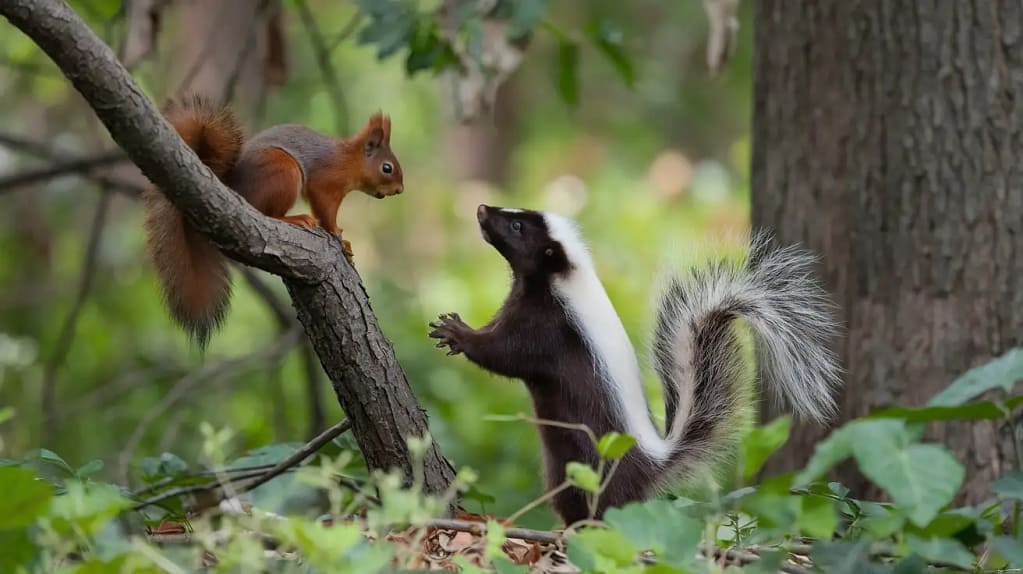 skunk Protecting Squirrel Populations